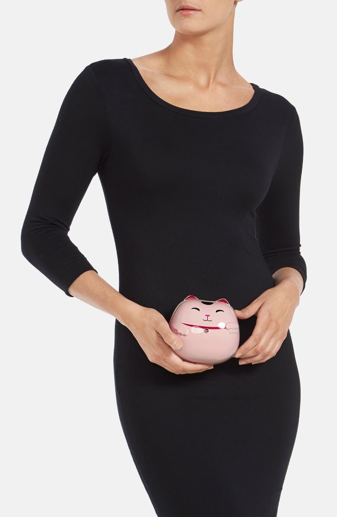 'hello tokyo cat' clutch, Alternate, color, PINK