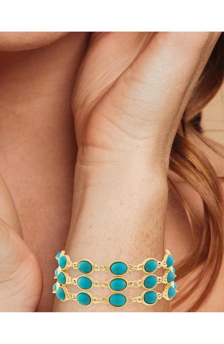 JARDIN Cabachon Synthetic Turquoise Bracelet, Alternate, color, Turquoise/ Gold