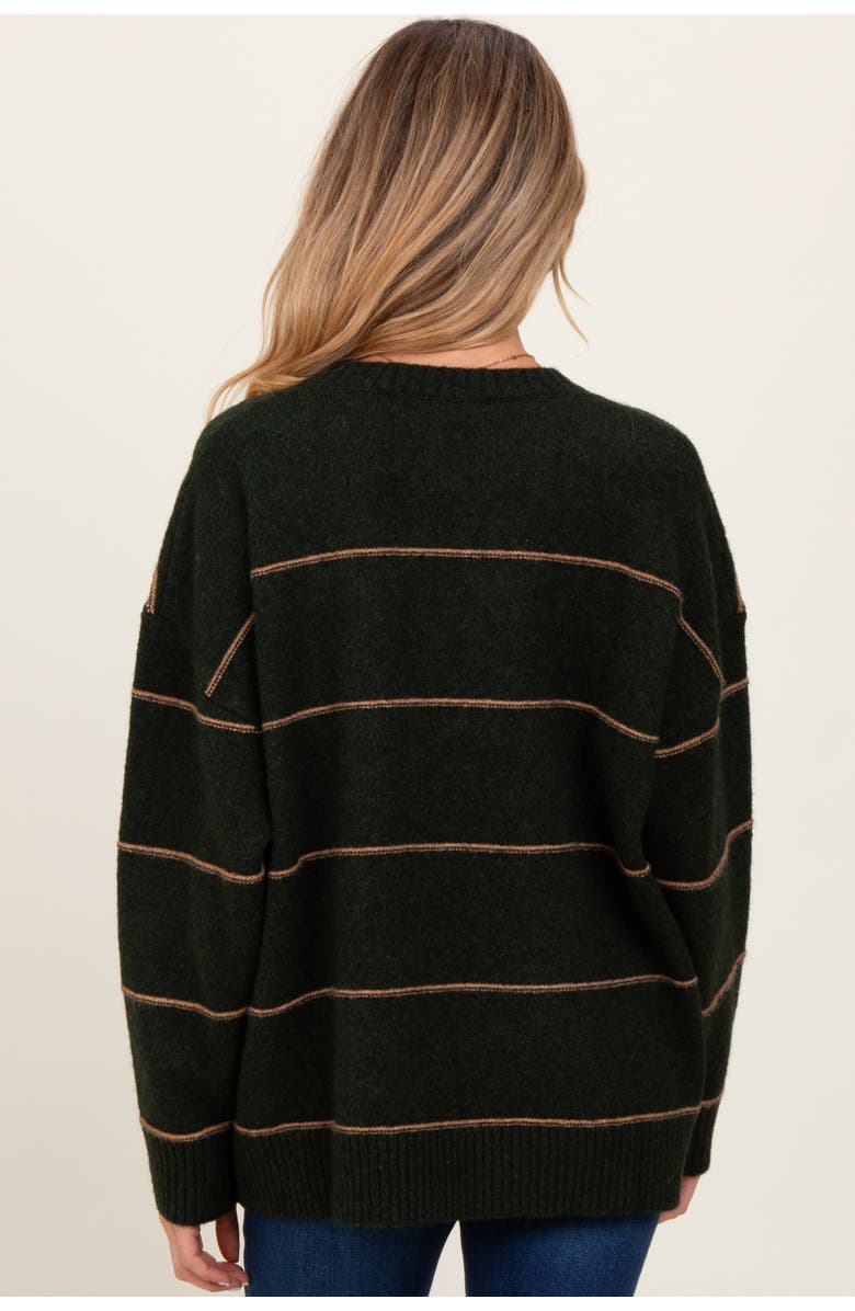 PinkBlush Striped Drop Shoulder Sweater, Alternate, color, Olive Green