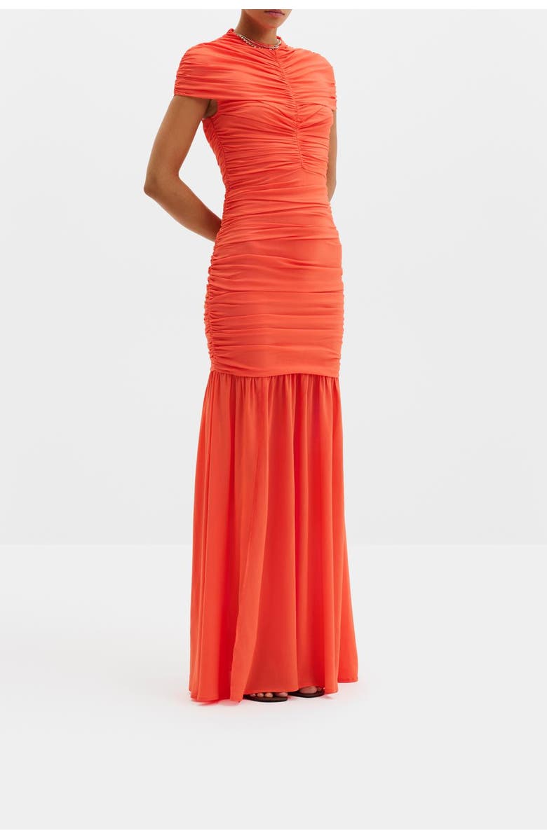 Malina Loana Draped Chiffon Maxi Dress, Alternate, color, Coral