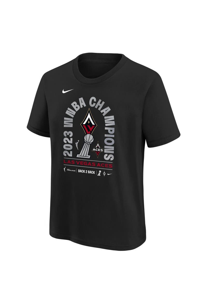 Youth Nike Black Las Vegas Aces 2023 WNBA Finals Champions Locker Room Authentic T-Shirt, Alternate, color, Black