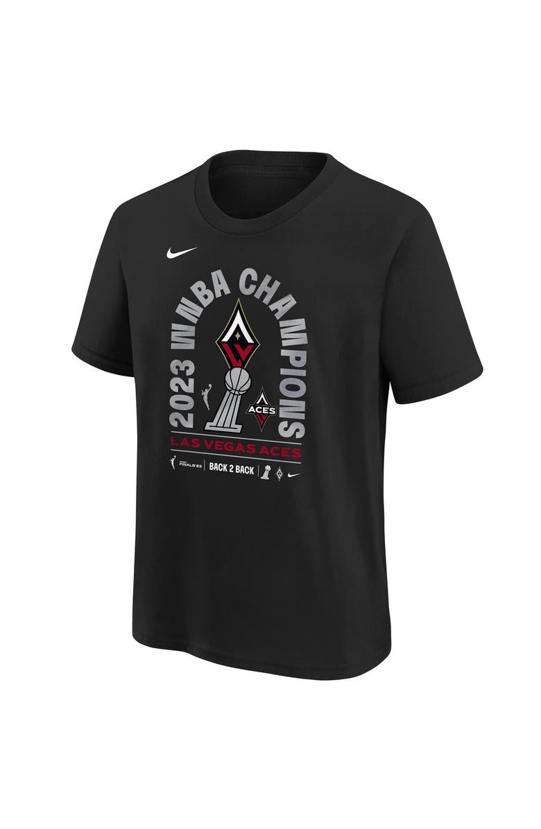 NBA Youth Nike Black Las Vegas Aces 2023 WNBA Finals Champions Locker Room Authentic T-Shirt, Alternate, color, 