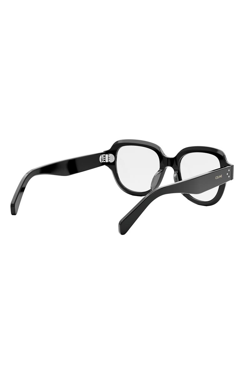 CELINE Bold 50mm Round Optical Glasses, Alternate, color, Shiny Black