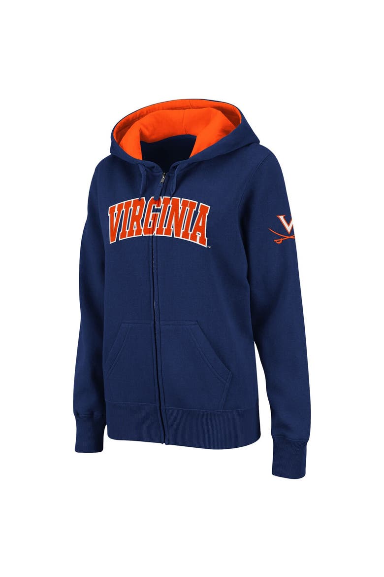 Women's Navy Virginia Cavaliers Arched Name Full-Zip Hoodie, Alternate, color, Navy