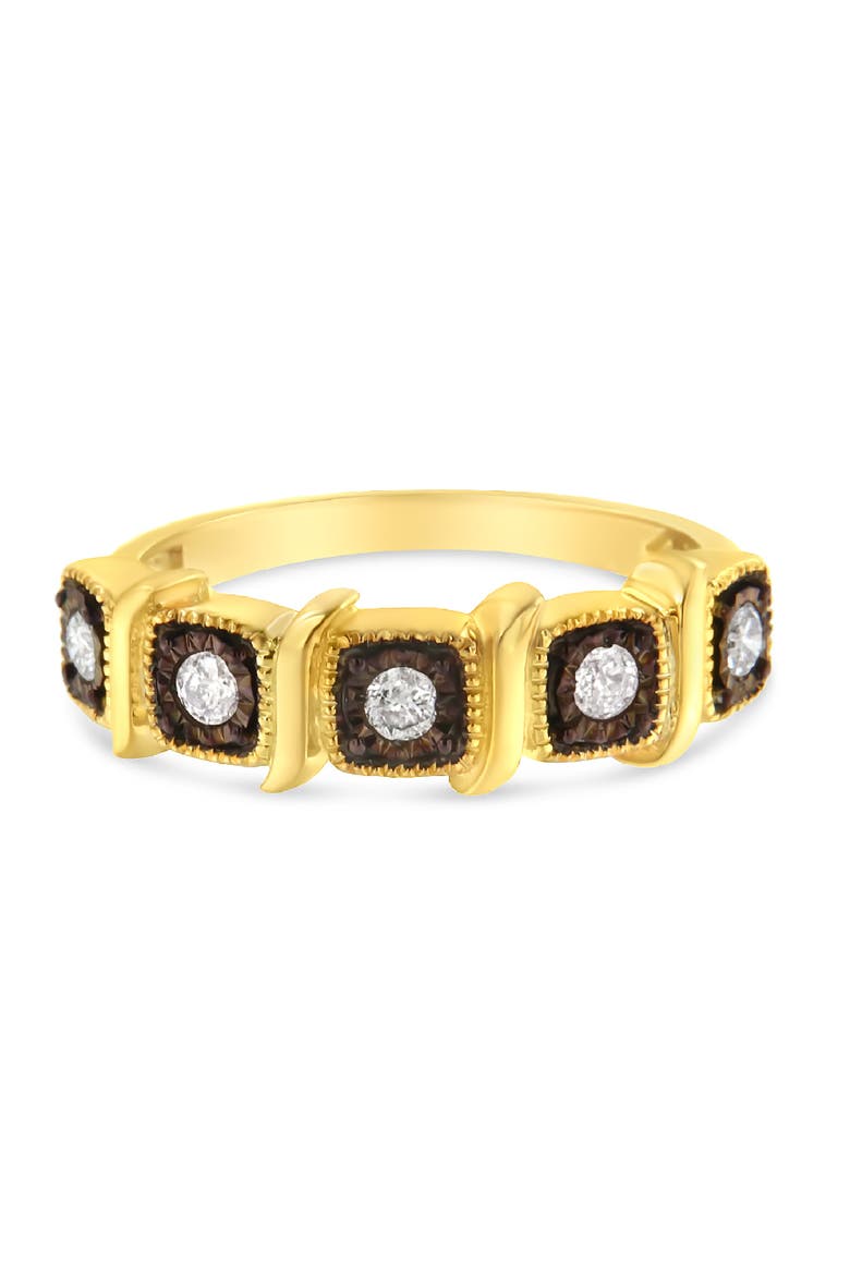 10K Yellow Gold Over Silver Miracle-Set 1/4 Cttw Diamond 5-Stone Ring Band, Alternate, color, Yellow Gold over Silver