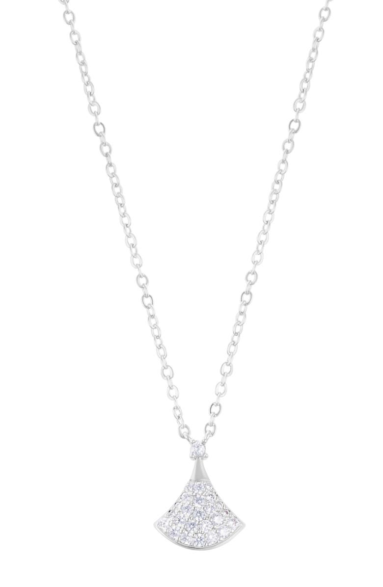 Adornia Pavé Fan Pendant Necklace, Main, color, Silver