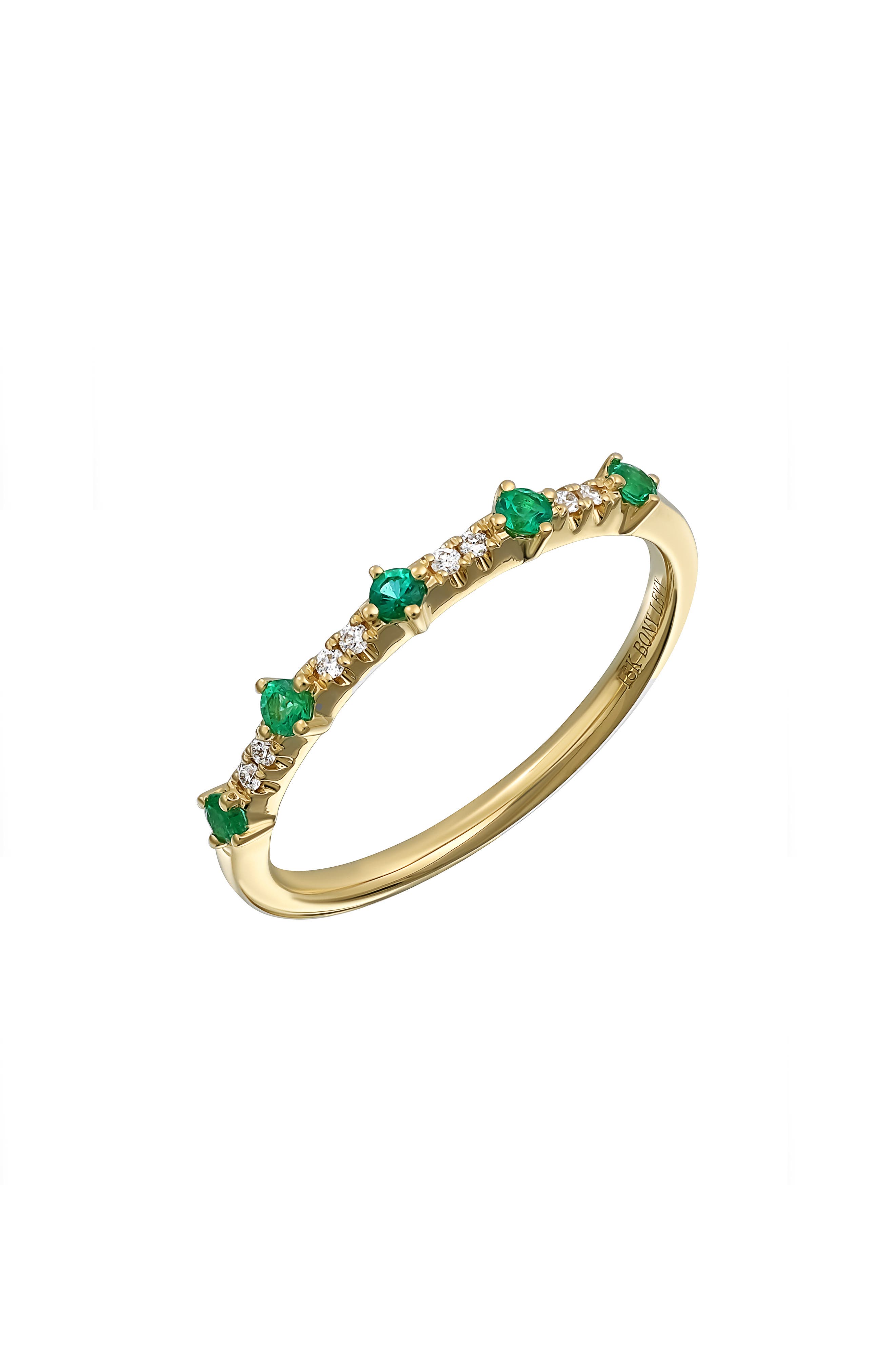Bony Levy El Mar 18K Yellow Gold Emerald & Diamond Stackable Ring