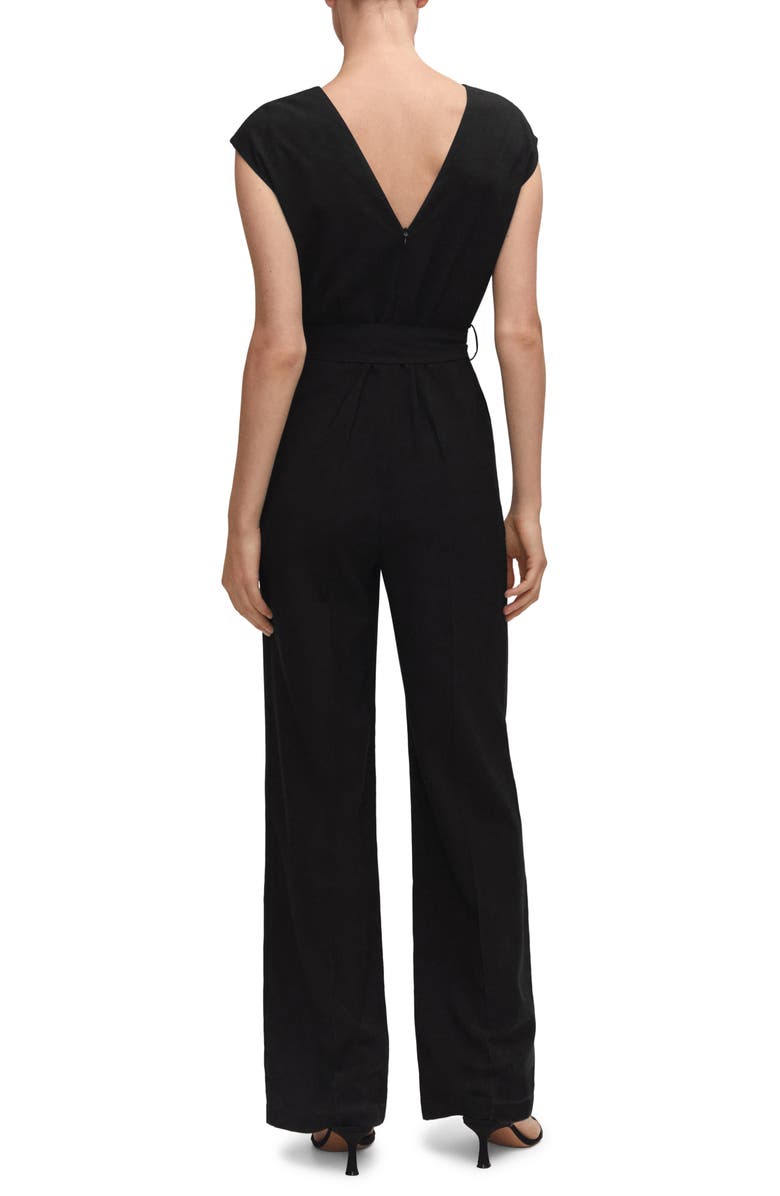MANGO V-Neck Belted Jumpsuit, Alternate, color, 