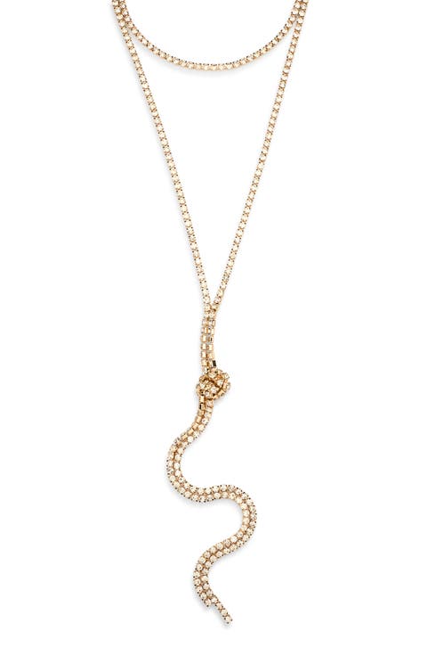 Layered Crystal Y-Drop Necklace