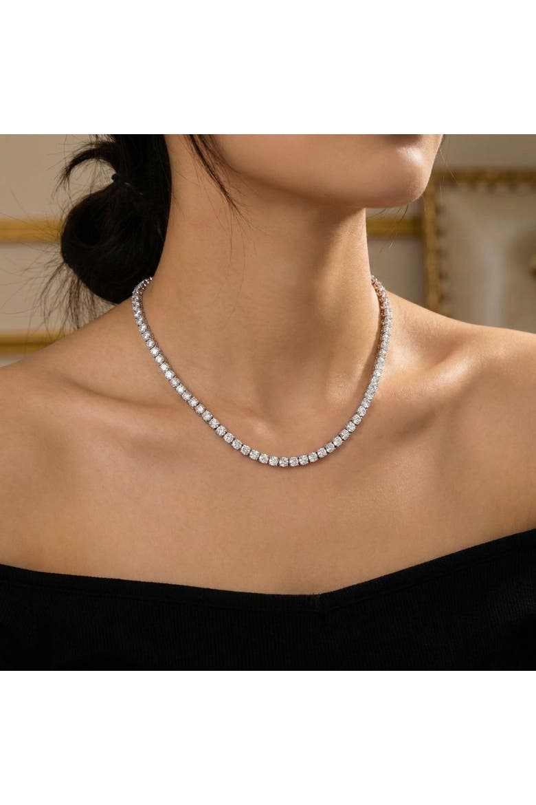 Certified 22.37Ct Lab Grown Diamond Tennis Necklace 14K Gold 16.5" 30gram, Alternate, color, 14k White Gold