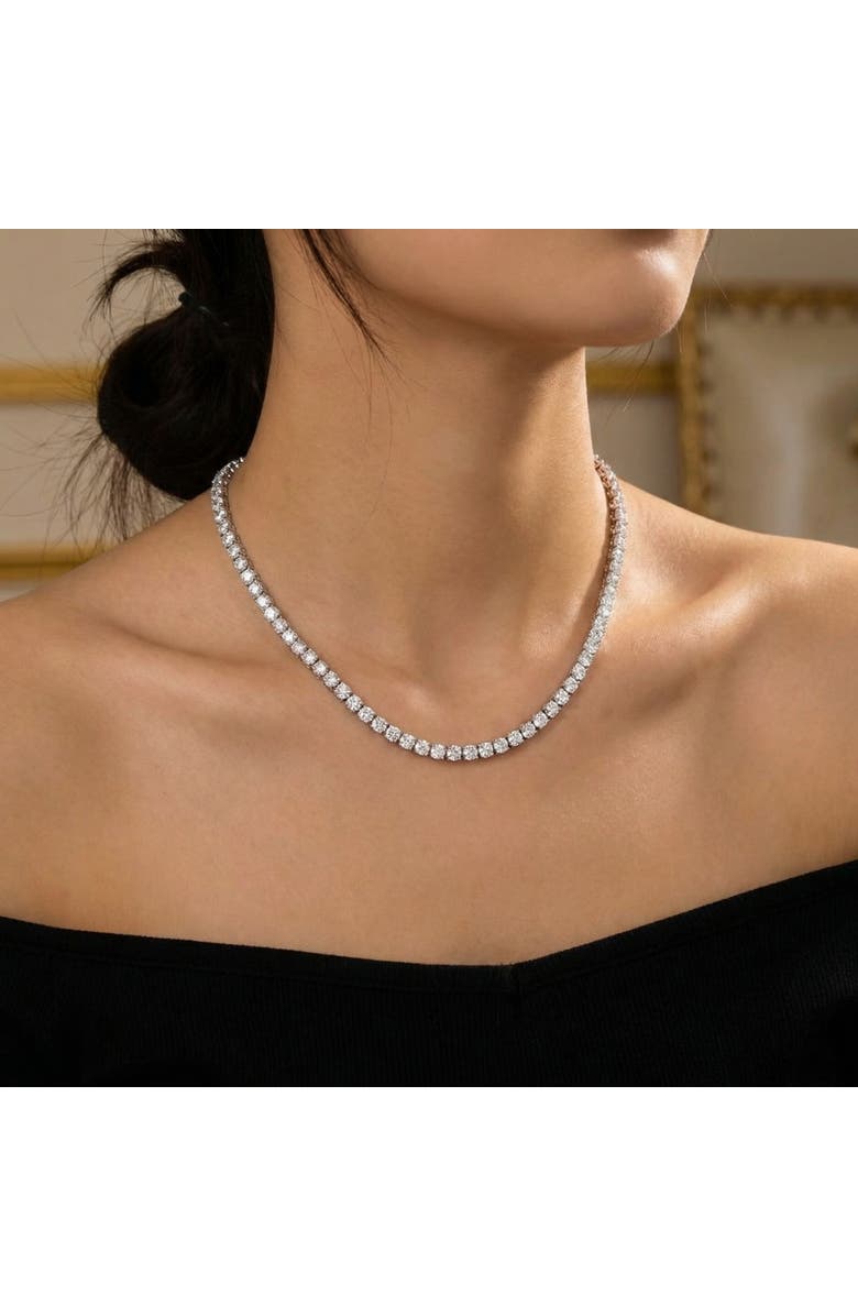 Bliss Diamond 23 Ct TW Round Cut lab Grown Diamond Tennis Necklace 14K Gold 18", Alternate, color, 14K White Gold