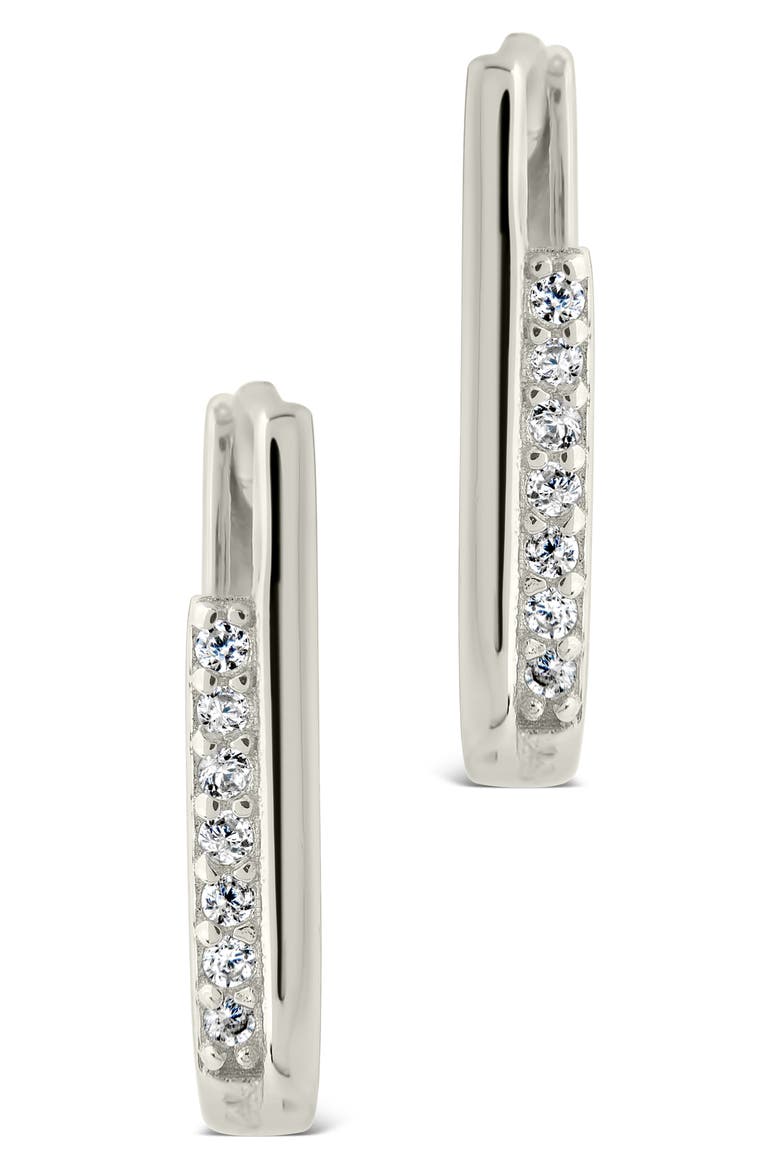 CZ Pavé Hoop Earrings, Alternate, color, SILVER