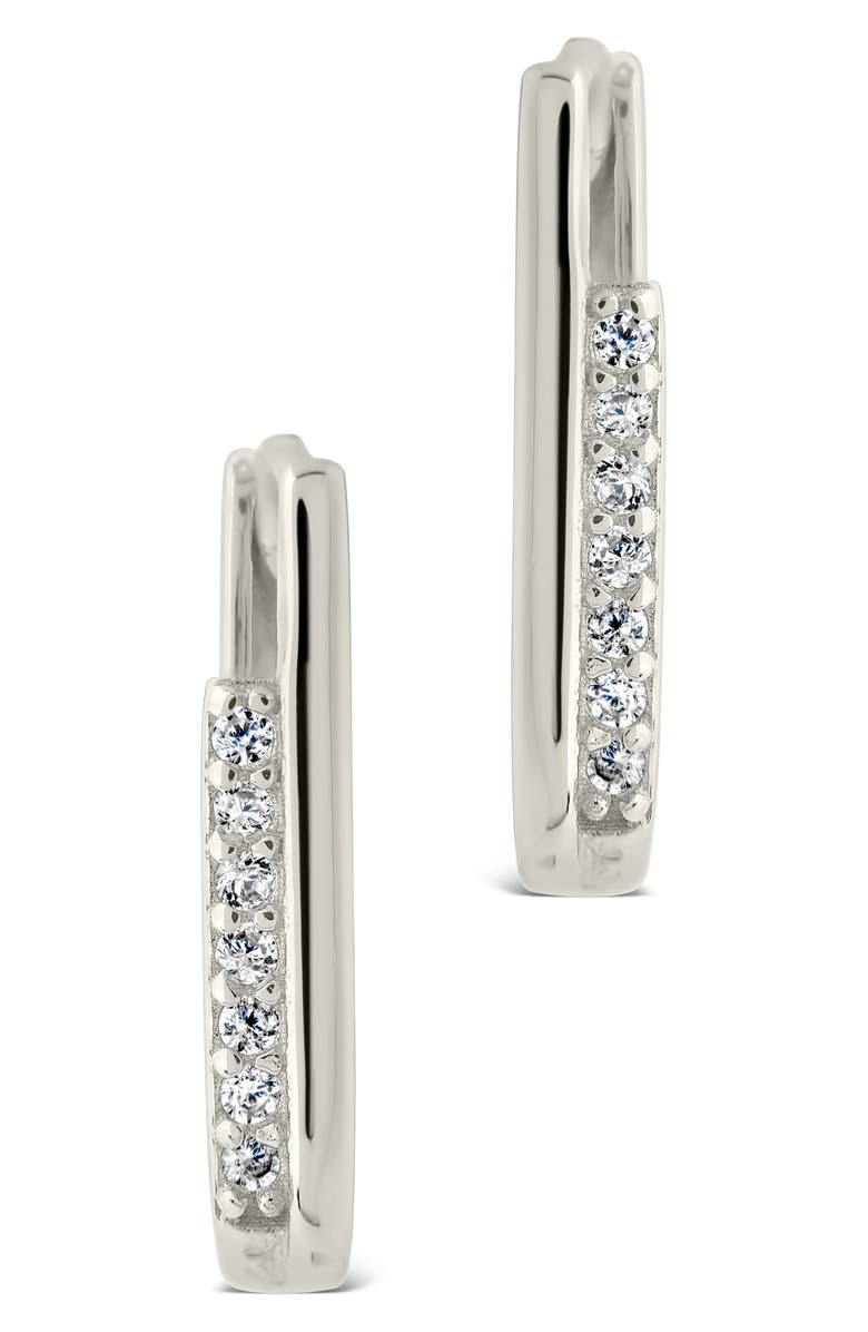 Sterling Forever CZ Pavé Hoop Earrings, Alternate, color, Silver