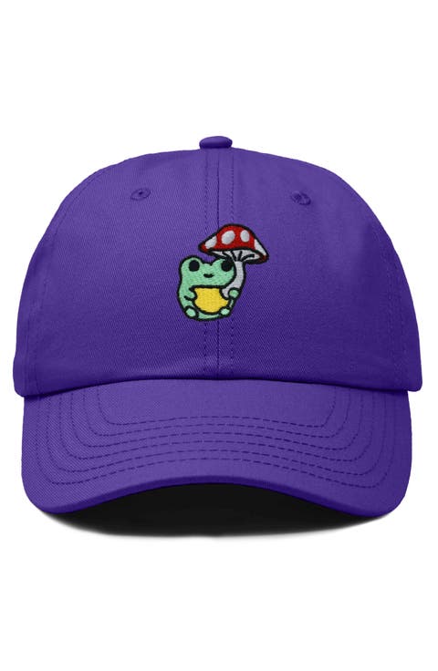 Mushroom Frog Embroidered Hat