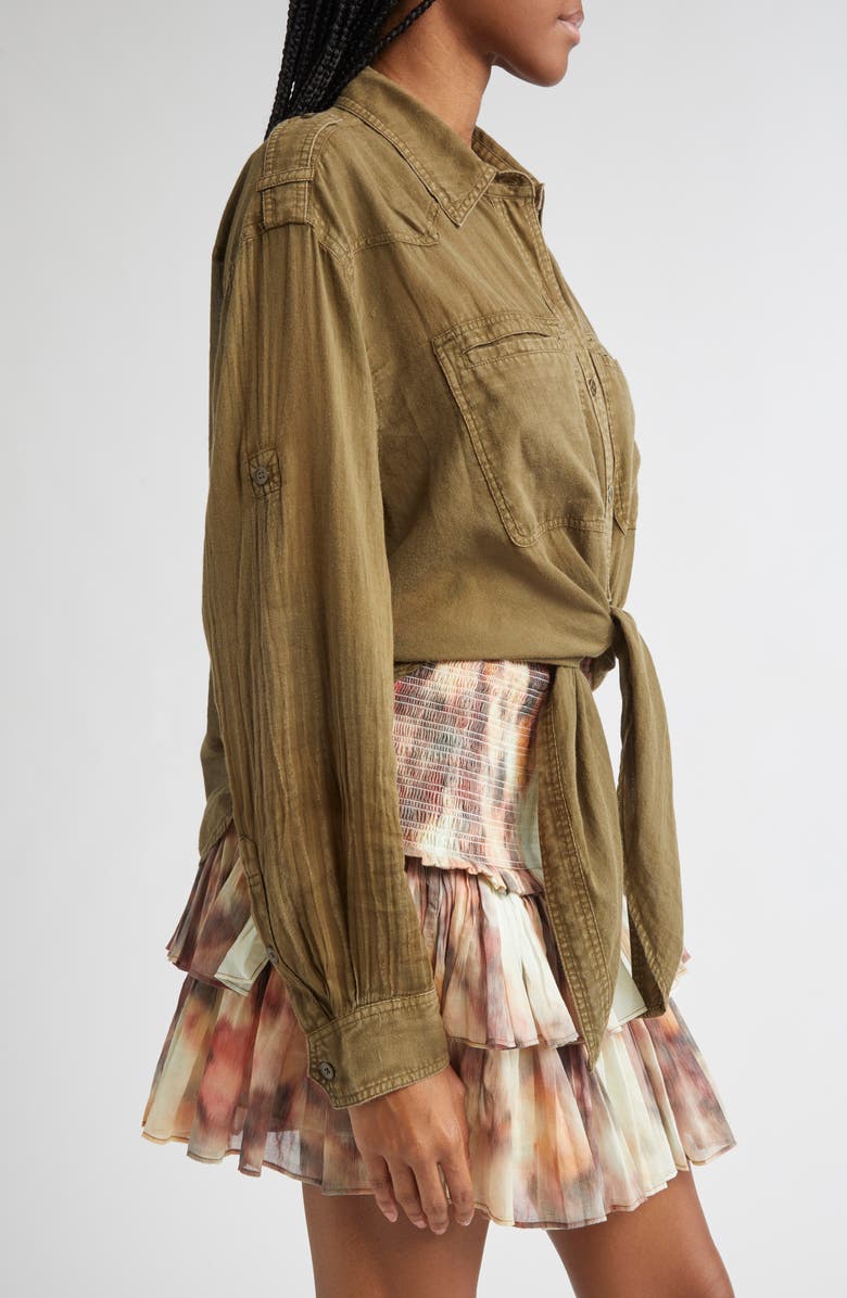 Isabel Marant Étoile Valiane Button-Up Tie Front Top, Alternate, color, Light Khaki
