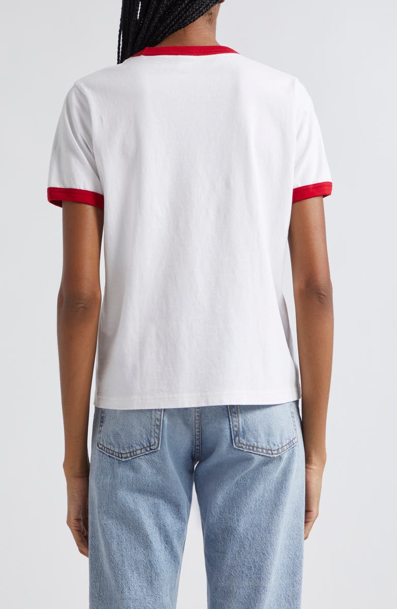 Sporty & Rich Flocked Emblem Cotton Ringer Graphic T-Shirt, Alternate, color,