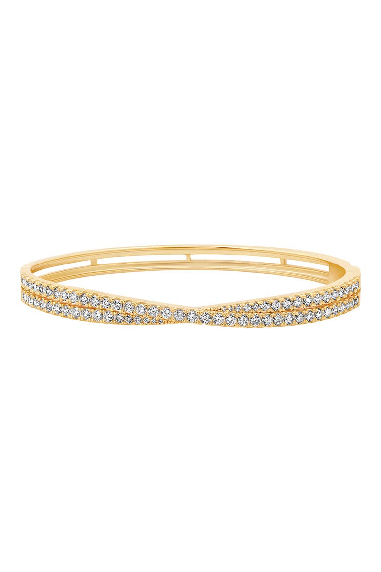 Luminous Crossed Cubic Zirconia Bangle, Main, color, 18KYG/ CLEAR STONE