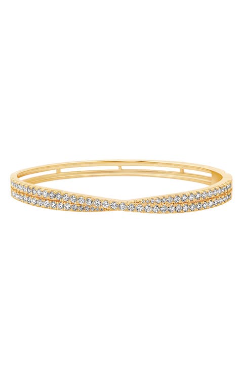 Luminous Crossed Cubic Zirconia Bangle