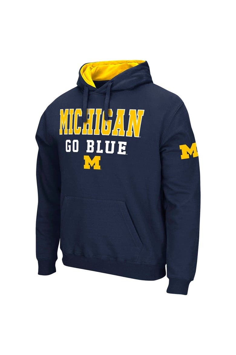 Men's Colosseum Navy Michigan Wolverines Sunrise Pullover Hoodie, Alternate, color, Navy