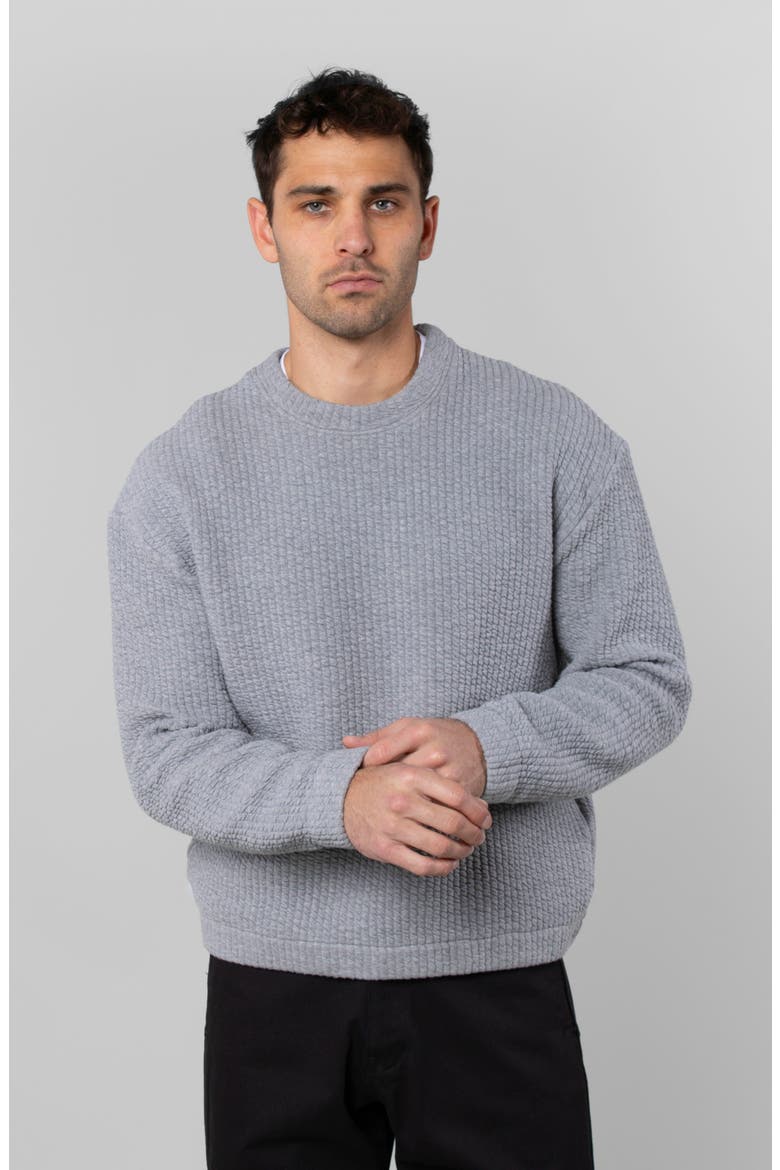 Cozy Quilt Crewneck, Main, color, Heathered Grey
