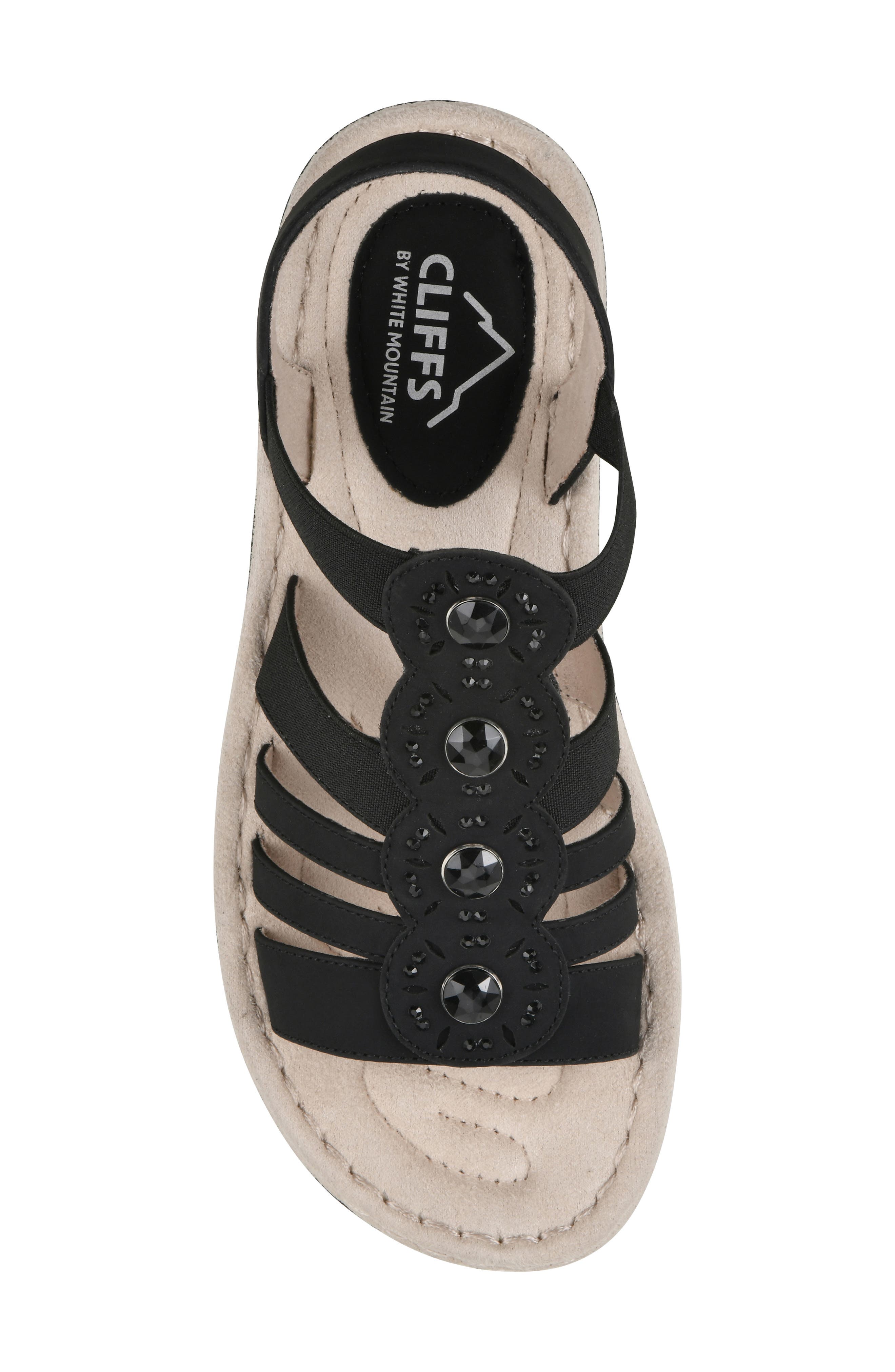 CLIFFS BY WHITE MOUNTAIN Camryn Strappy Wedge Sandal, Alternate, color, Black/ Nubuck