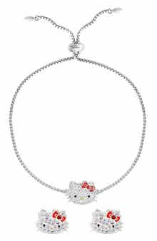 Jacmel Hello Kitty® Pavé Cubic Zirconia & Enamel Bracelet & Stud Earrings Set