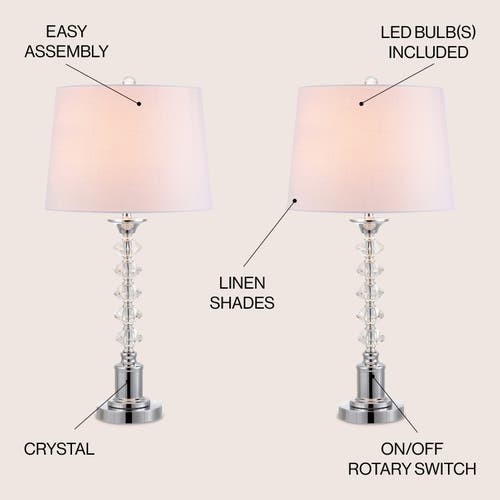 Jonathan Y Kinsley 28" Crystal Led Table Lamp, Clear/chrome In Clear/chrome