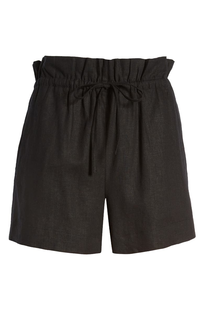 Open Edit Paperbag Waist Linen Blend Shorts, Alternate, color, 