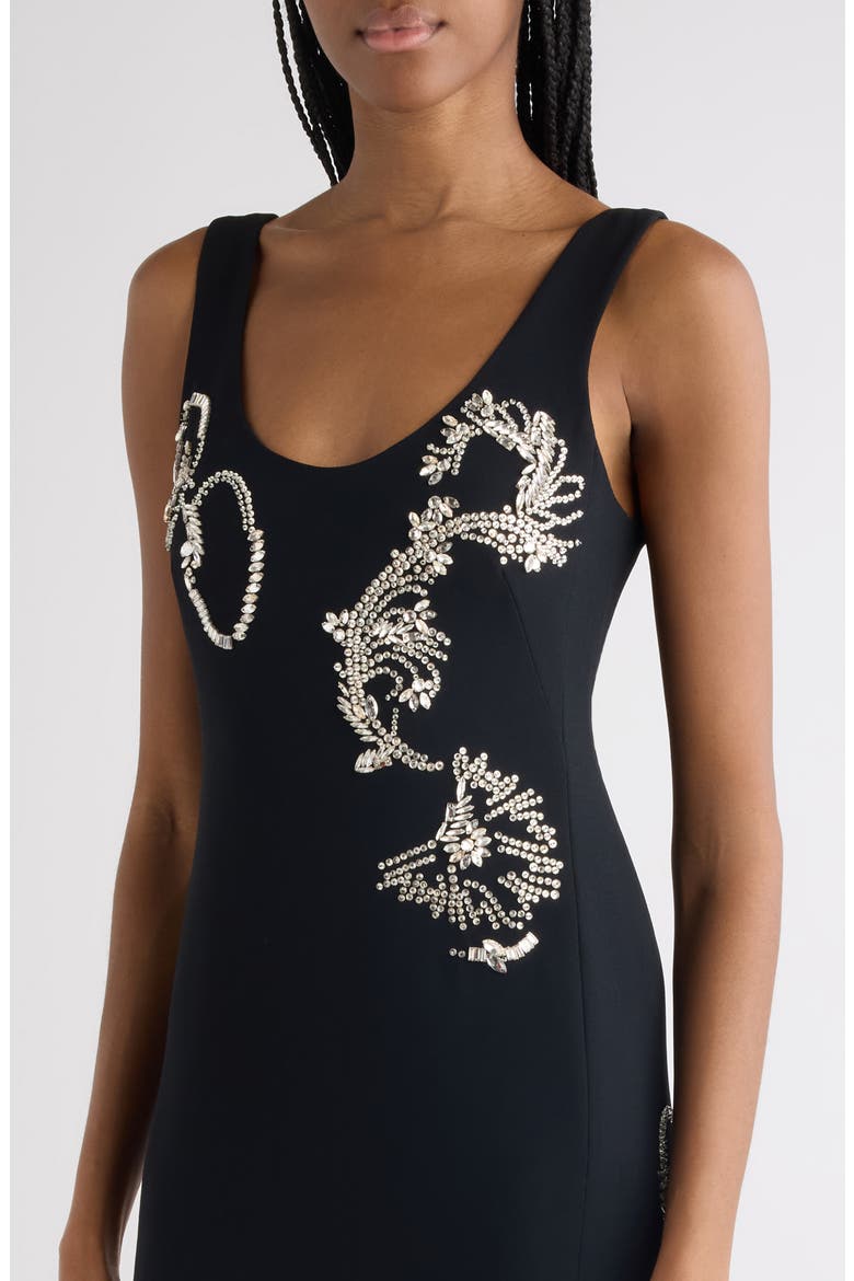 Embellished Sleeveless Column Gown, Alternate, color, BLACK