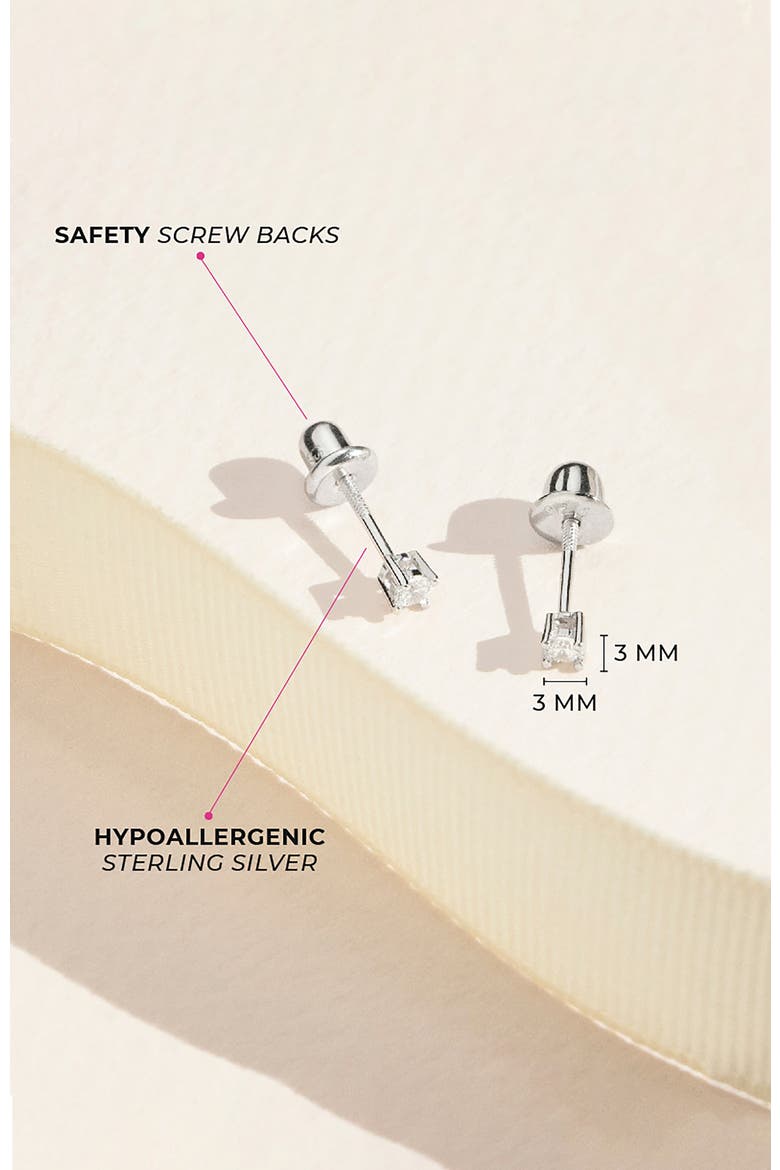 Classic Setting Solitaire Earrings, Alternate, color, Silver