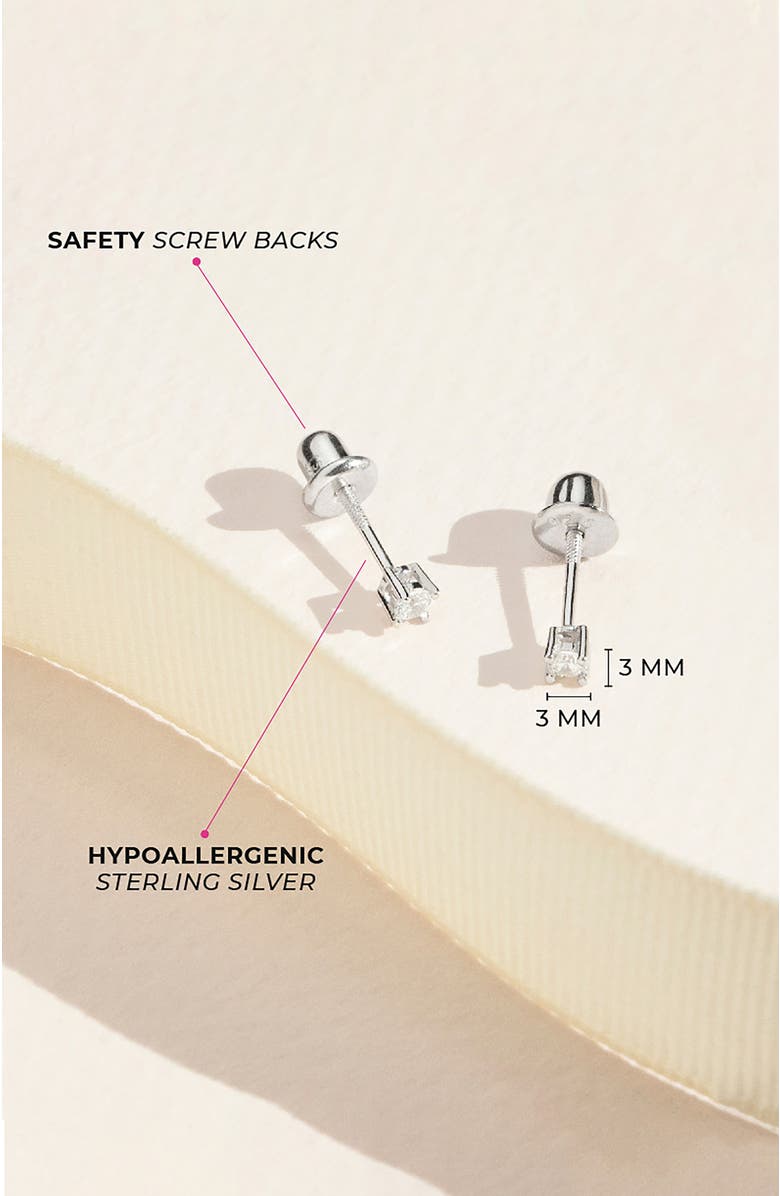 In Season Jewelry Classic Setting Solitaire Earrings, Alternate, color, Silver