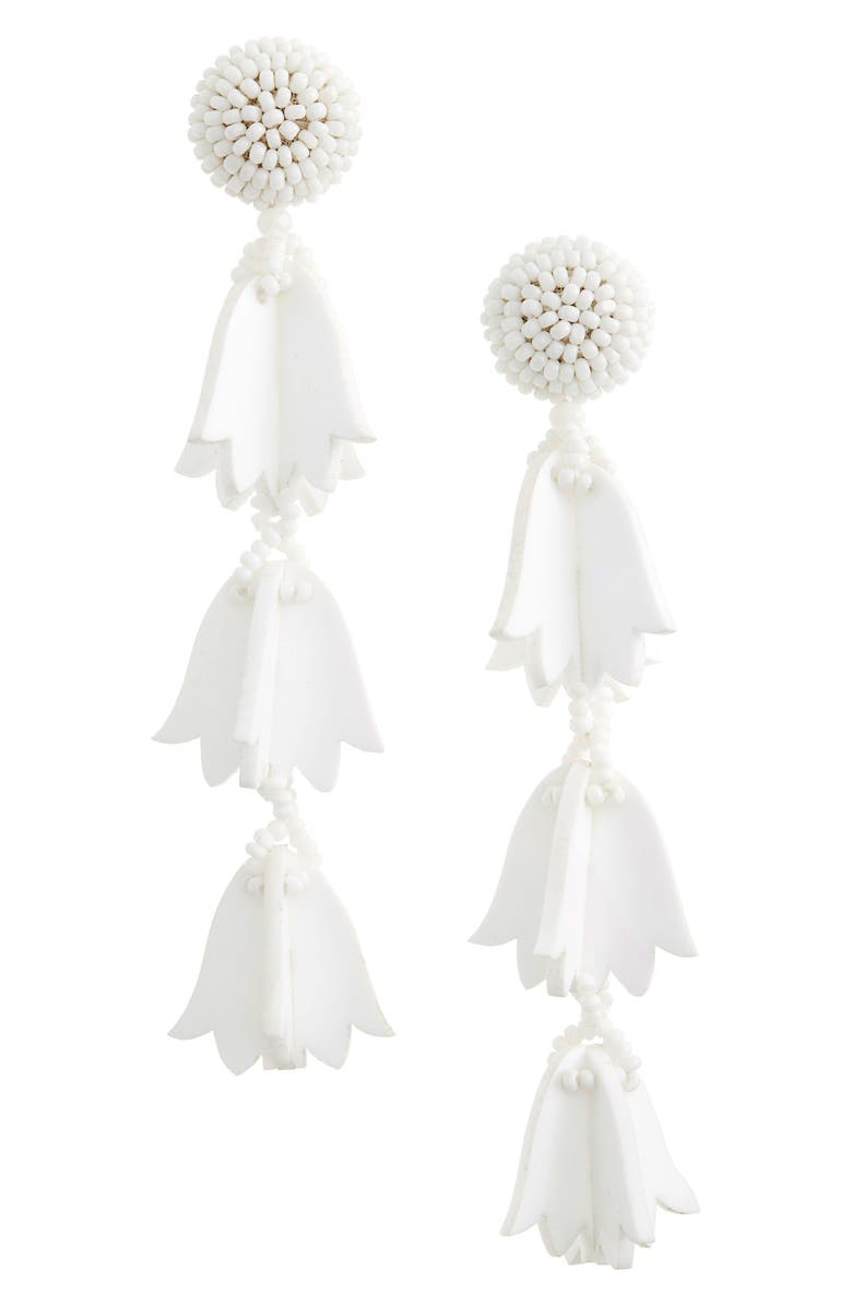 Oscar de la Renta Runway Bellflower Drop Earrings, Main, color, 