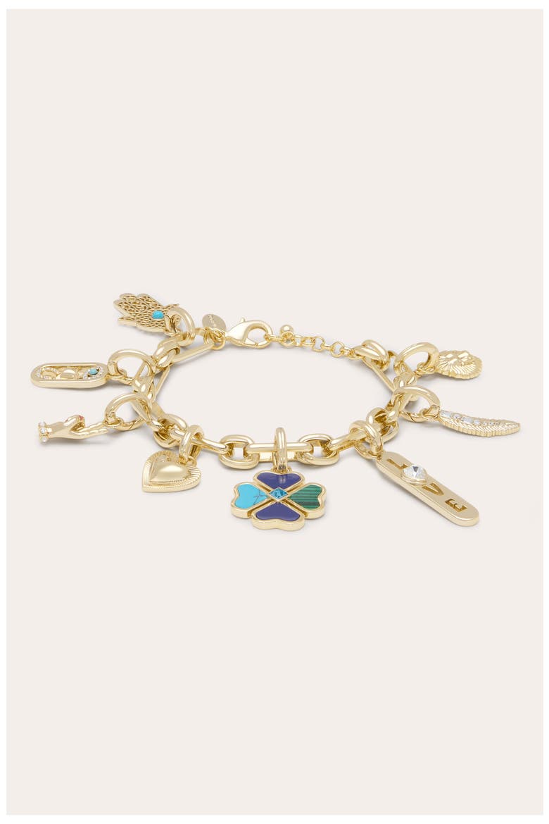 Maya Charm Bracelet, Alternate, color, GOLD