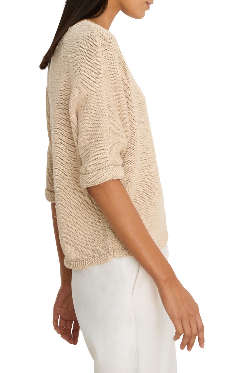 NIC+ZOE Crimpy Roll Sleeve Sweater, Alternate, color, Latte