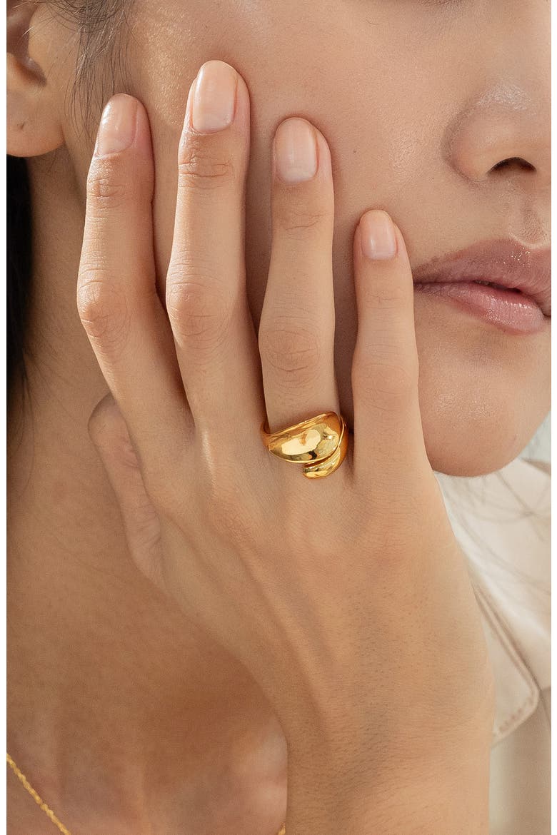 14k Gold Plated Shirley Ring Statement Chic Trendy Statement, Alternate, color, Gold