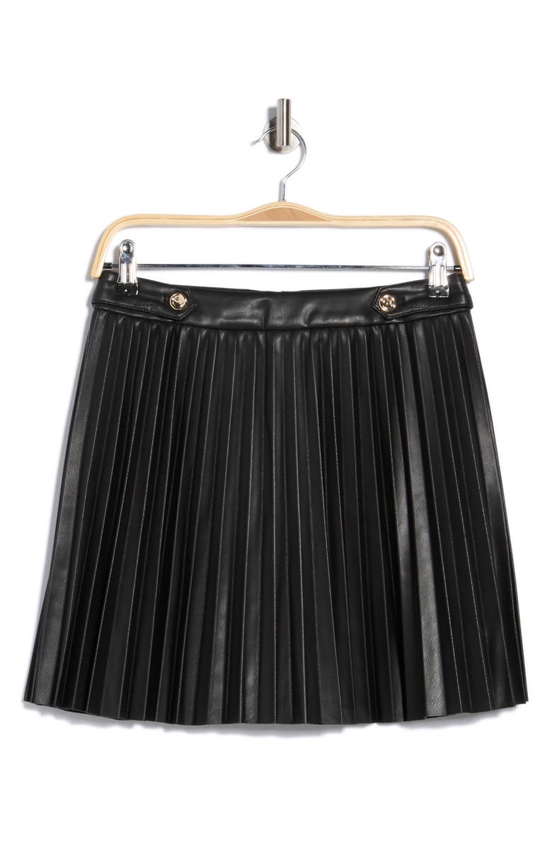 JASON WU Pleated Faux Leather Miniskirt, Alternate, color, Black