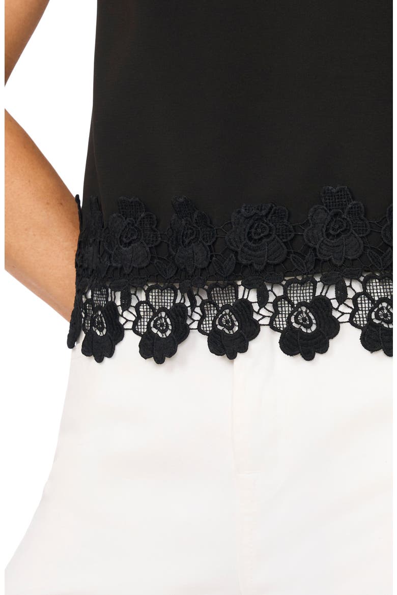 Issa Cap Sleeve Lace Hem Top, Alternate, color, RICH BLACK