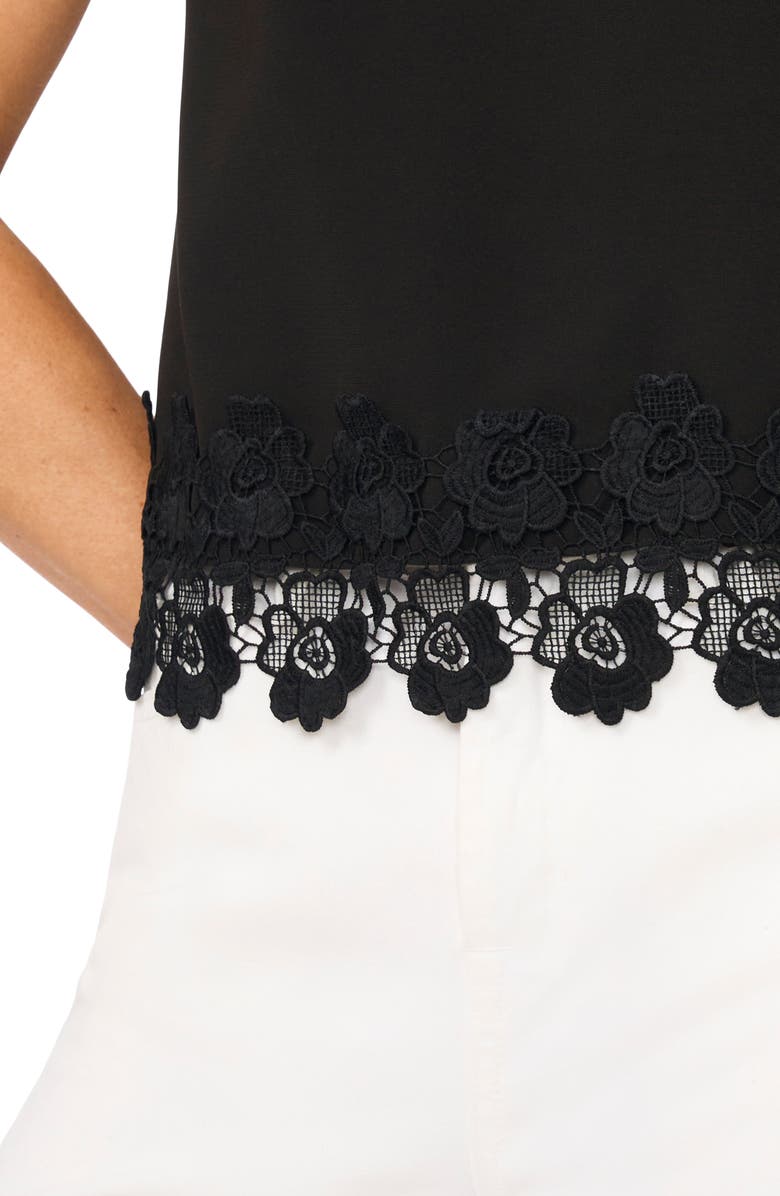 Ted Baker Issa Cap Sleeve Lace Hem Top, Alternate, color, Rich Black