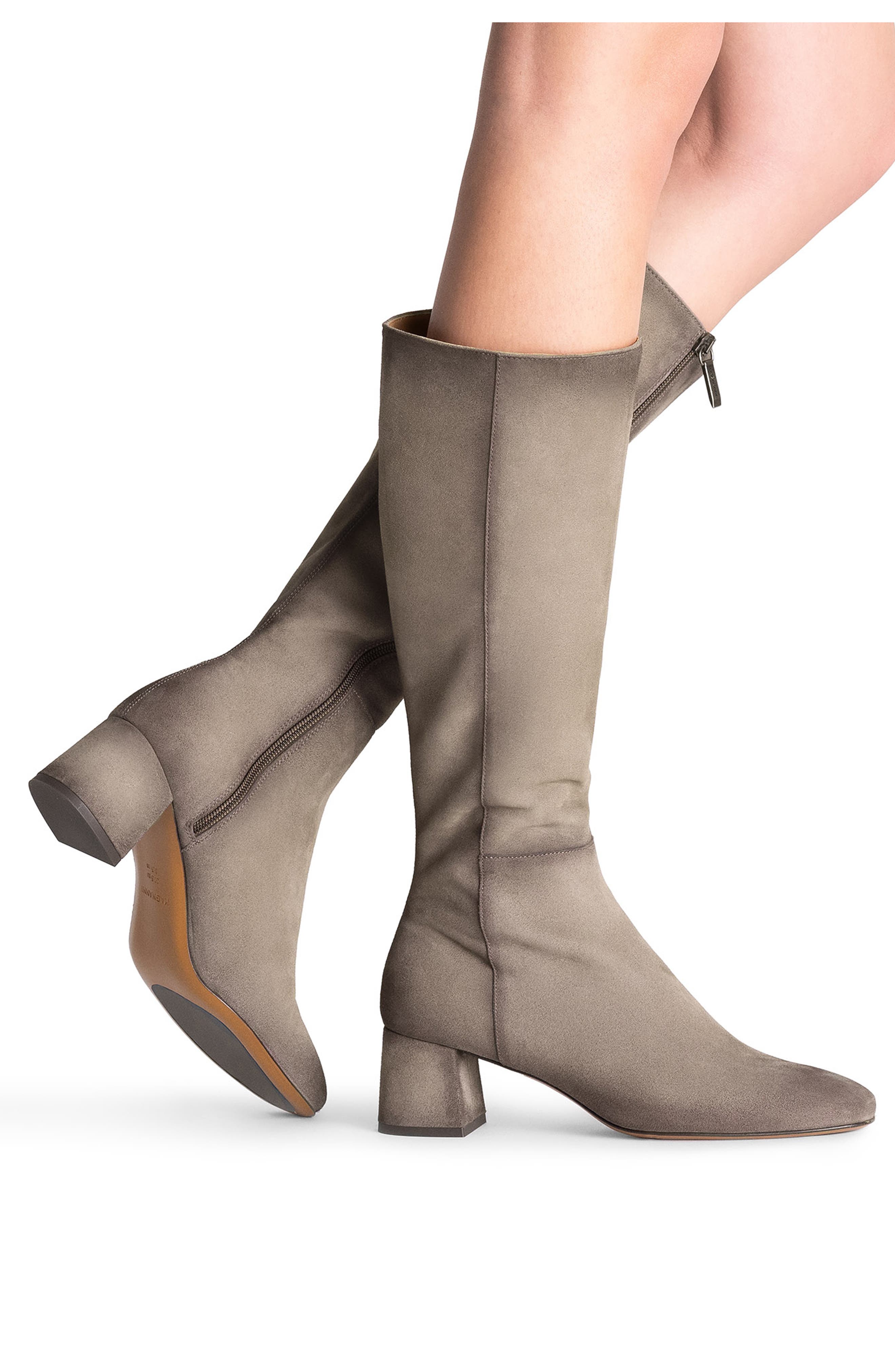 Magnanni Loni Block Heel Boot, Alternate, color, Grey Suede