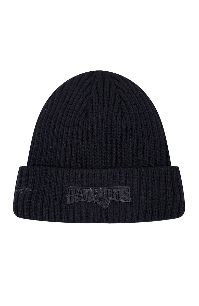 PRO STANDARD Men's Pro Standard New England Patriots Triple Black Cuffed Knit Hat, Alternate, color, 