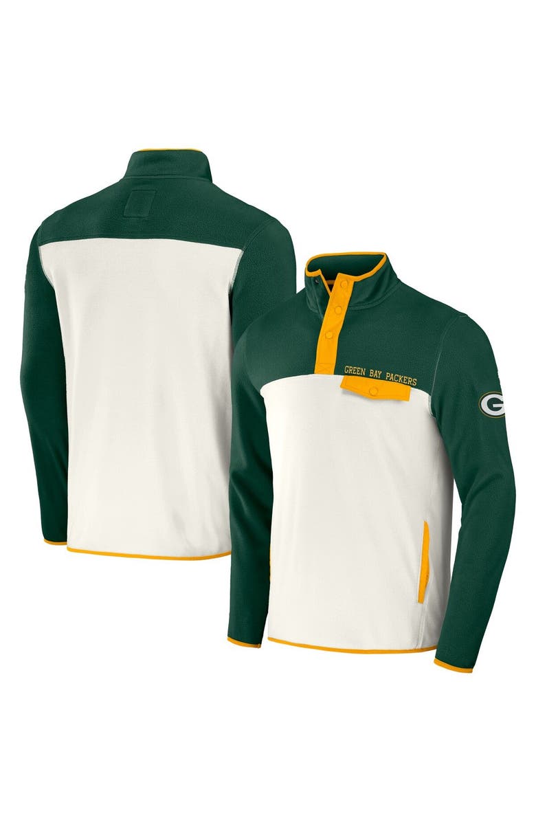 NFL X DARIUS RUCKER Men's NFL x Darius Rucker Collection by Fanatics Green/Cream Green Bay Packers Micro Fleece Quarter-Snap Jacket, Main, color, 
