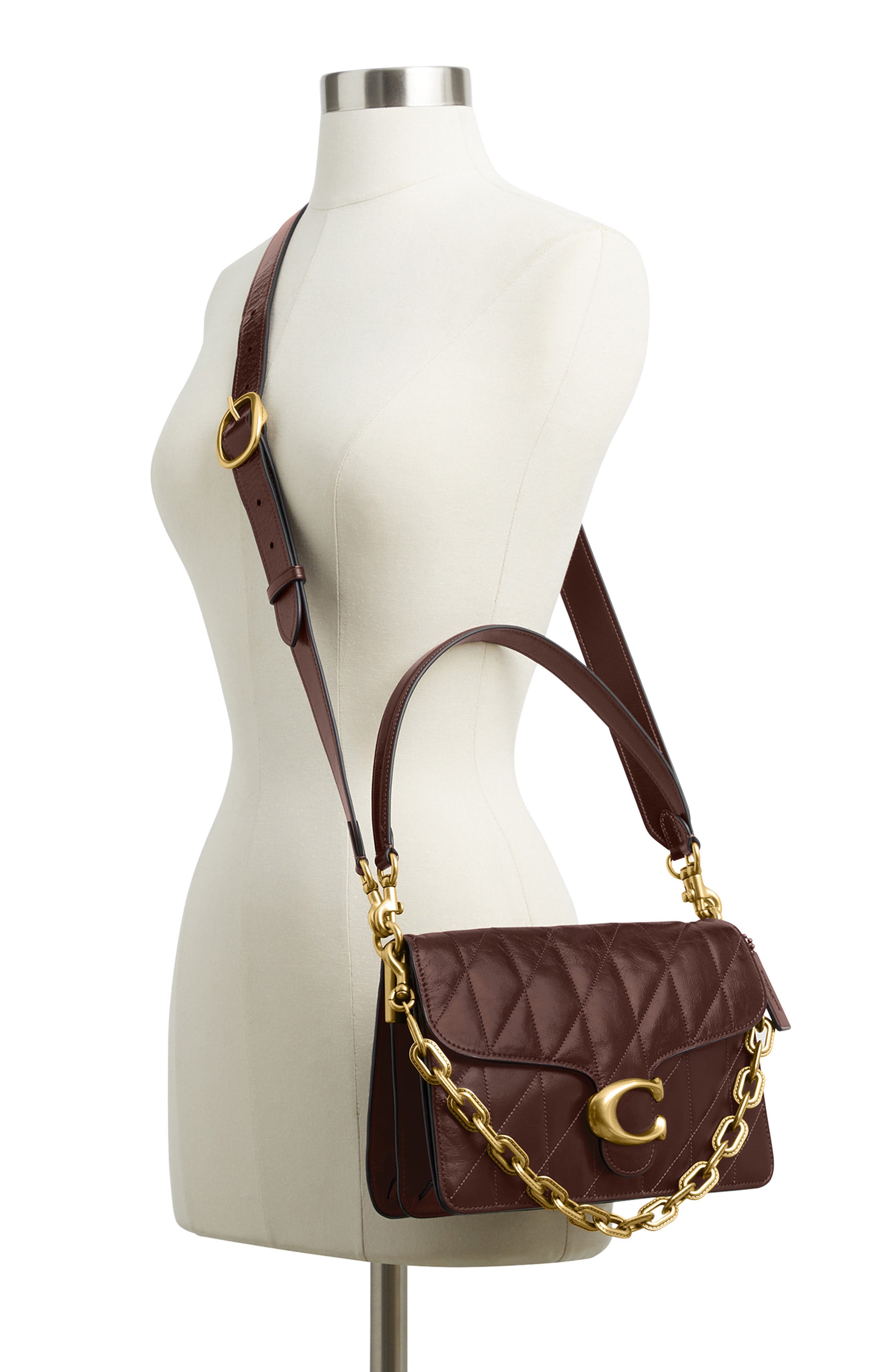 COACH Tabby Chain Quilted Leather Shoulder Bag, Alternate, color, B4/ Maple