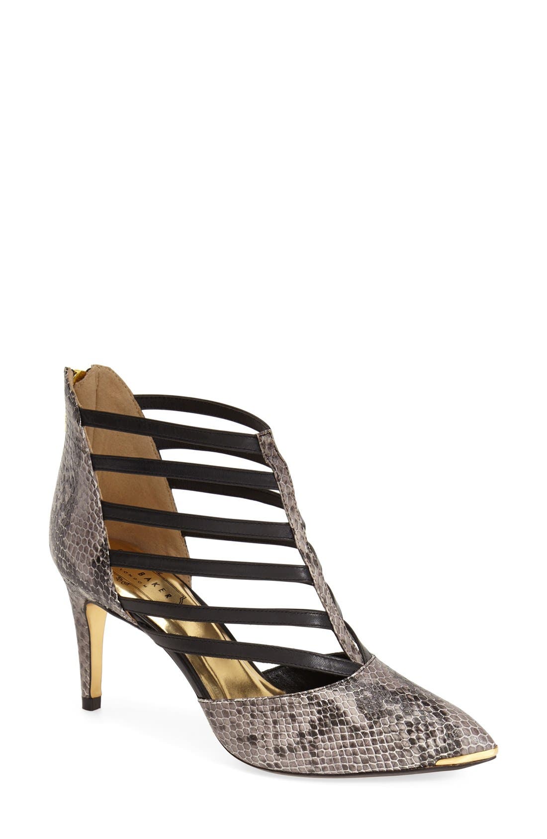 'Shalei' Caged Pump, Main, color, BLACK LEATHER