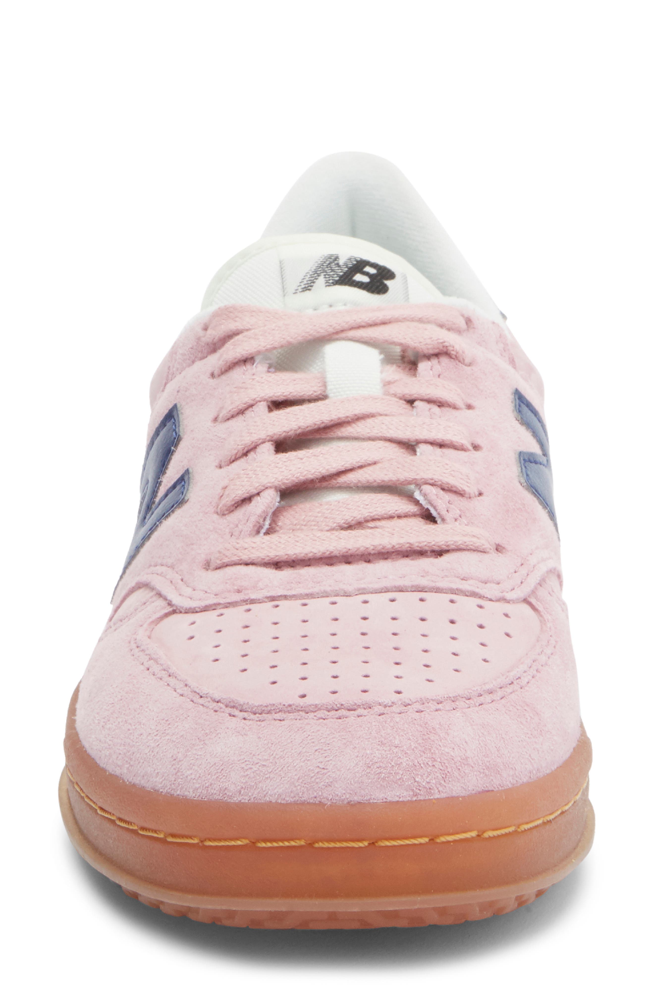 New Balance Gender Inclusive T500 Tennis Sneaker, Alternate, color, Pink Taffy/ Blue Oyster