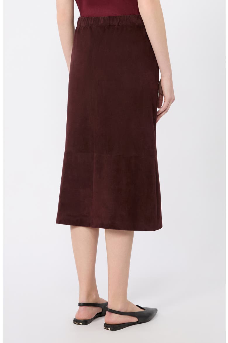 Lambskin Suede Drawstring Midi Skirt, Alternate, color, RED