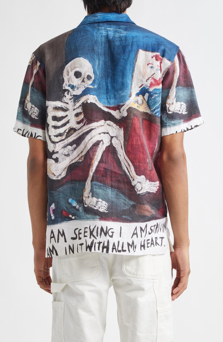 ENDLESS JOY Vincent French Linen Button-Up Shirt, Alternate, color, Blue Multi