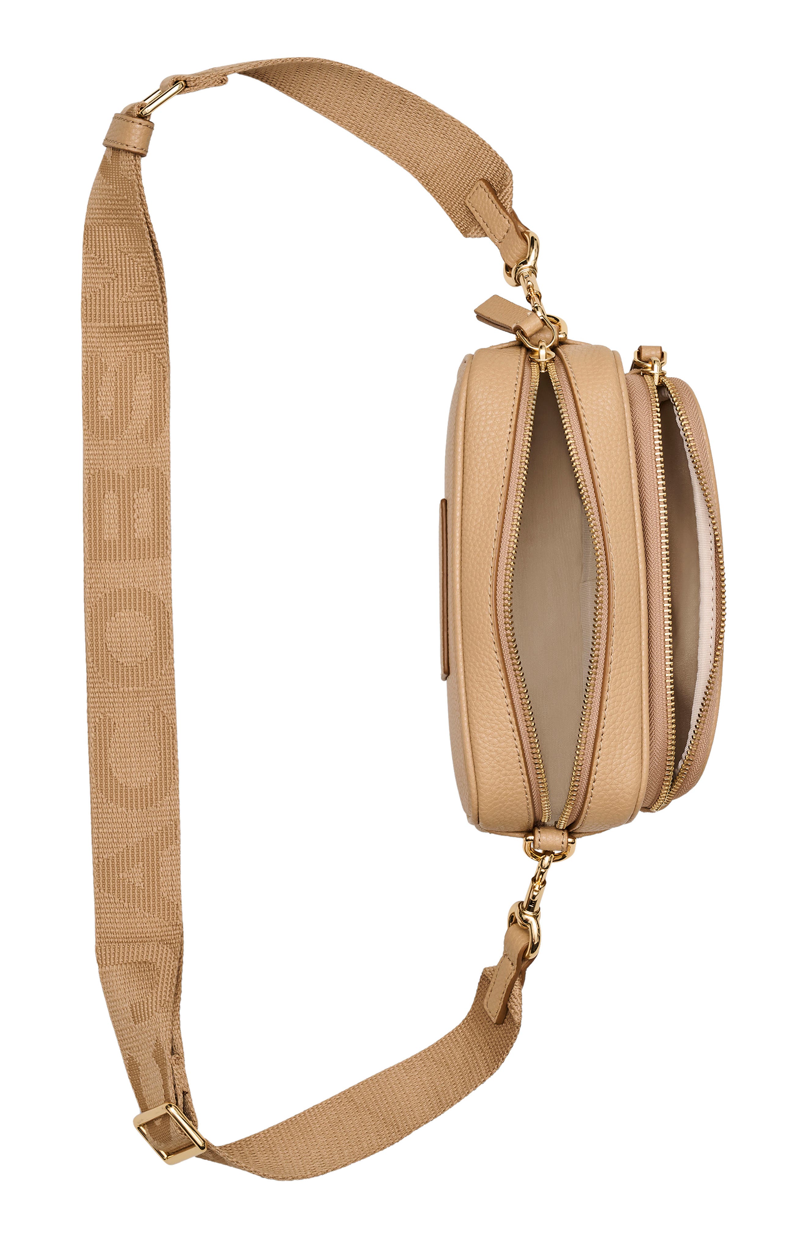 The Leather Crossbody Bag, Alternate, color, CAMEL