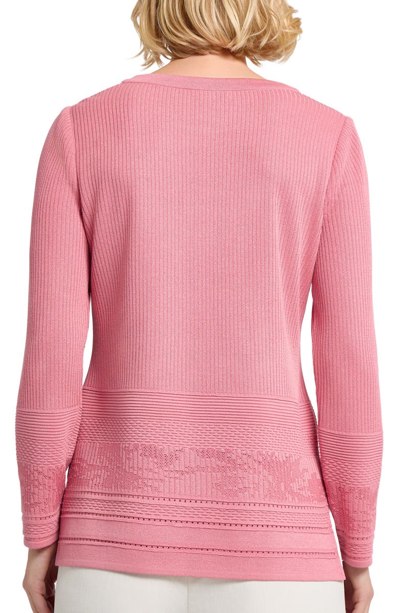 Misook Mixed Stitch Relaxed Fit Sweater, Alternate, color, Honey Suckle