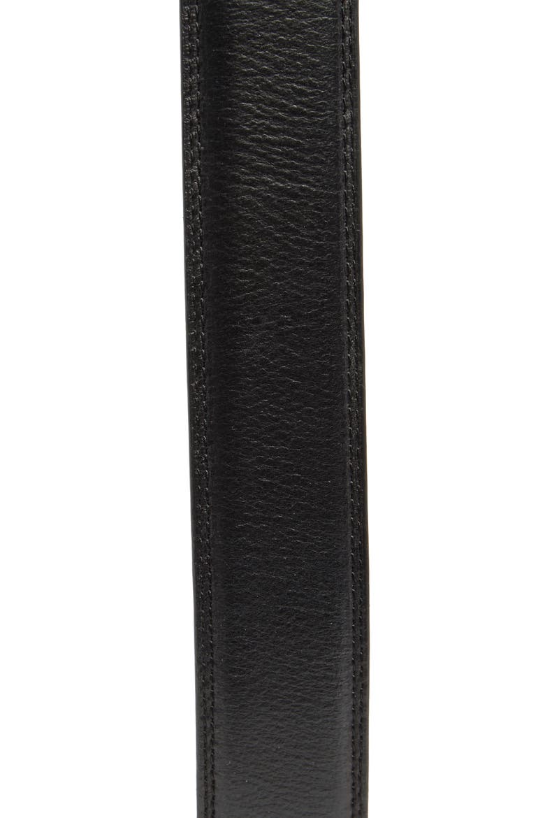 Double Stitch Leather Belt, Alternate, color, BLACK