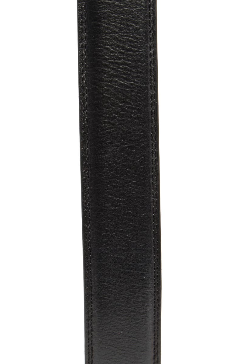 Johnston & Murphy Double Stitch Leather Belt, Alternate, color, Black